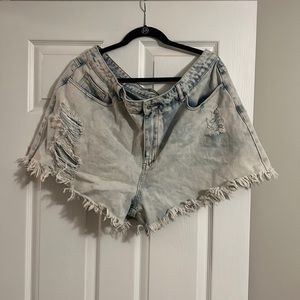 Light wash denim shorts